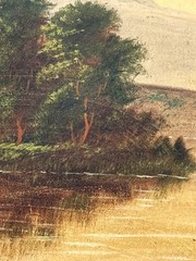 ANTQ From Late 19th C Hudson River School O/B „Mountain Lake Landscape“, Framed!