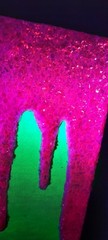 Blacklight Glow In The Dark Glitter Painting On Canvas Green WithFushia Glitter