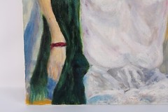 Mid Century Lady Portrait Female Oil Painting On Canvas Unsigned
