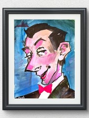 Original Signed 11×14 Abstract Celebrity Caricature Acrylic Art Paper P174