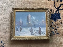 Vintage Romano Oil Painting w/ Giltwood & Plaster frame Made in Czechoslovakia