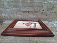 BARN PAINTING 8 X 10 -AMERICANA WINTER SCENE (WITH FRAME 14″ X 12″)