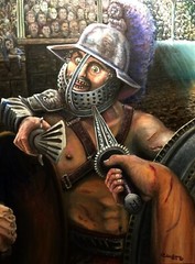 Original Oil Painting, Gladiators Battle To The Death In A Roman Colosseum 30×40