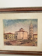Marija Kalajzic Signed Enamel on Copper Framed Miniature Landscape Artwork