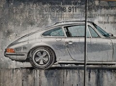 Porsche 911 Turbo 1972 Silver Sports Car Artwork Hand Painted Canvas Wall Decor