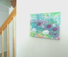 ORIG. Acrylic ARTWORK textured canvas aqua „Fragrant“ 8×10 by Steven G. Graff