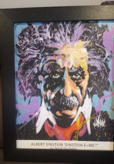 Albert Einstein Giclee on board David Garibaldi 19×23 in Black Wood Frame