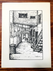 UNKNOWN ARTIST / DATES LITHOGRAPH B&W MEDIEVAL CASTLES CHILDREN ANIMALS SET OF 6