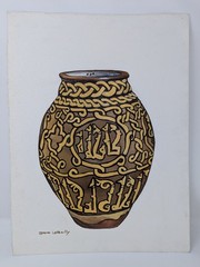 Original Painting Watercolor Vase Painting Celtic Design 14×20 Steve Lebailly