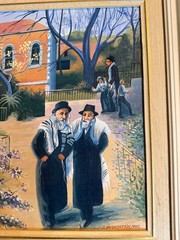 Vintage 1995 J Bronshtein Original Acrylic Painting Judaica Hasidic Rabbis Frame
