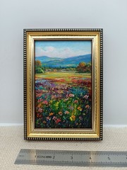 Wildflowers Original Oil Painting 4×6 Framed Signed Floral Landscape Meadow Art