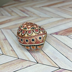 Artisan Hand Painted OOAK Traditional Red Mandala Stone Rock Decor 3″ Gift