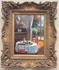 Robert Lui „Time for Tea“ Hand Signed Framed Original Oil Impressionist Art NEW