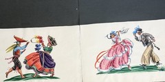 Ada Peacock Original Watercolor Paintings Peru Argentina Folk Dance Pair 20×13