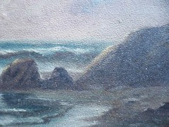 B. ADAMS, ANTIQUE COASTAL COAST SEASCAPE NOCTURNE MOONLIGHT SEA OLD OIL PAINTING