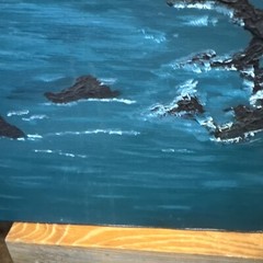 VTG Estate Original Acrylic Painting Coastal Scene abstract, contemporary 3D