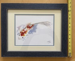 Original Jamie Treacy Koi Fish Watercolor Painting Signed Framed ContemporaryArt