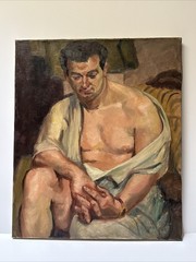 ANTIQUE PAINTING MAN MEN PORTRAIT IRA MARIE RANDALL 20 BY 24 INCHES OIL LISTED