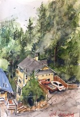 ORIGINAL Watercolor painting Twin Peaks, California 7.1/2″ X 11″