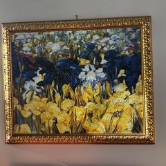 Field Of Iris Oil Painting 46”x 38” Van Gogh Impressionist Style W/T Gold Frame