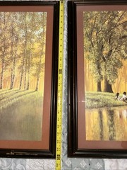 Vintage August Holland Wood Framed Art Prints Set 24”x24” Signed