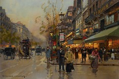 Dusk Paris Street Art Giclee Printed Oil Painting Print