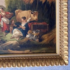 Oil Painting on Canvas „South at the Village“ by Francois Boucher