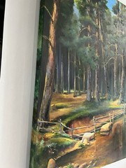 Pine Forest Painting, 38×28 inches , Large Green Trees Landscape, Wall Art Decor