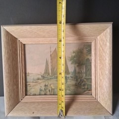 2 vintage boat and lake view house photoswith frame.