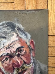 Vintage 1940 Portrait Oil on Paper Man in Shirt Attr Jean Schweckler 14x 10