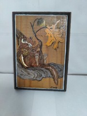 Small Whimsical Squirrel Painting On Wood