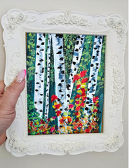 Painting Birch Watercolor Landscape framed Original Painting gift idea Forest