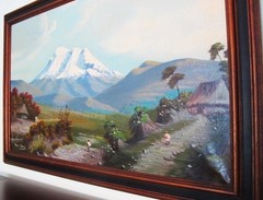 Painting 21″x34″ -Original Frame 26″x39″/Landscape, Signature Unknown/One Owner