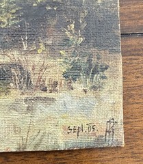 Antique 1905 Austrian School Oil Painting Forest Landscape AB Monogram