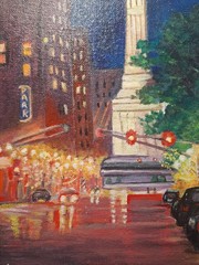 Original Hand Painted 8×8 Impressionist City Acrylic Panel Signed Colorful