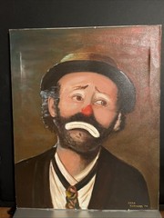 Original Portraits of Emmett Kelly by Herb Kallmann 1980 Oil Unframed Vintage