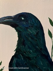 Gothic Black Bird Original Acrylic Painting 11×14 Signed Canvas Art