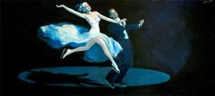 Lonie Bee -Large Illustration -Figure Skating Couple -Ice Capades -circa 1950