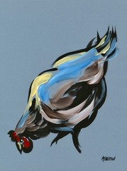 Atherton 9×12 Original Abstract Minimalist Chicken Painting „Hen 4“ hand signed