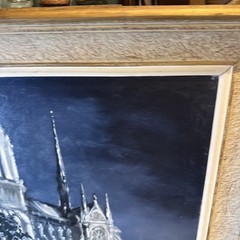 Notre Dame At Night Paris France Oil Painting On Canvas Vintage By Alain Durvil
