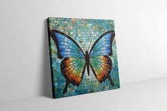 Butterfly Art Painting Mosaic, Colorful Rainbow Pattern Animal Nature Canvas