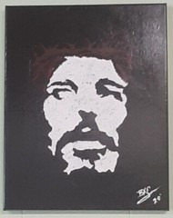 Original Acrylic Negative Space Jesus Painting Wood Frame Canvas 11x14x1/2″