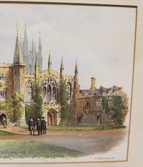 Antique Watercolor Painting Oxford University Francis Barraud Magdalen College