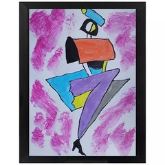 ABSTRACT /EXPRESSIONISM 9×12 Fashion Lady Modern Street ART Colorful Painting