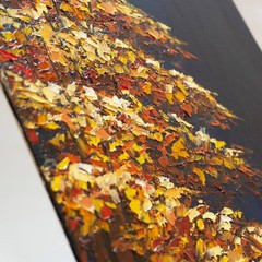 Autumn Lake Reflection Painting Fall Forest Landscape Original Oil Wall Art