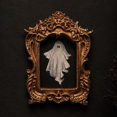 Ornate Baroque Antique Gold Resin Acrylic Ghost Mini Painting