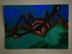 ACEO Original Stockeye Insect Bug Stylized Acrylic Art Cards Glow in Dark Nova