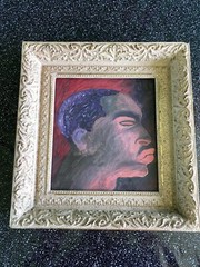 Old Portrait Of Man W/ Eyes Closed Framed With Quick Flip Change Of Art In Back