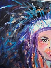 Original Acrylic Native Spirit Female Expressionistic Painting 12 X 16 In