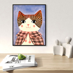 Calico Cat in Clothes Portrait Painting, Whimsical Cat Art 8×10